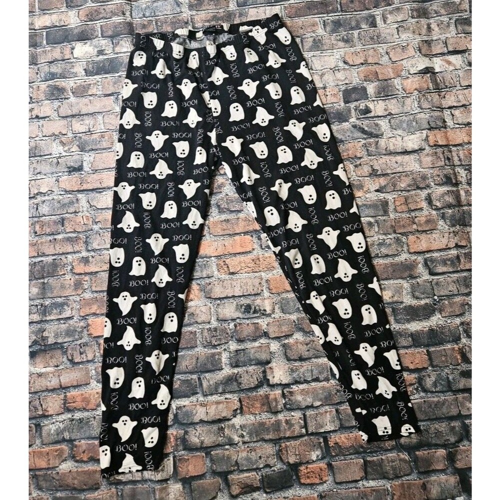 Halloween Ghost Boo Leggings Size 1X Just One Black